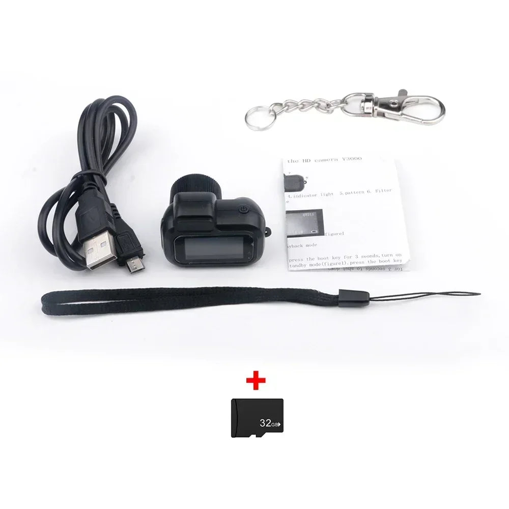 Retro Mini Camera with Screen Indoor Home Outdoor 1080p HD Portable Very Small Cam Video Support TF Card Holiday Gifts Y3000