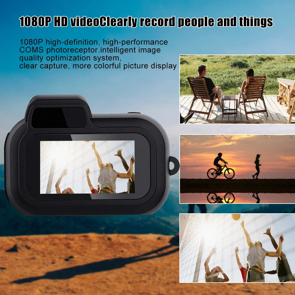 Retro Mini Camera with Screen Indoor Home Outdoor 1080p HD Portable Very Small Cam Video Support TF Card Holiday Gifts Y3000